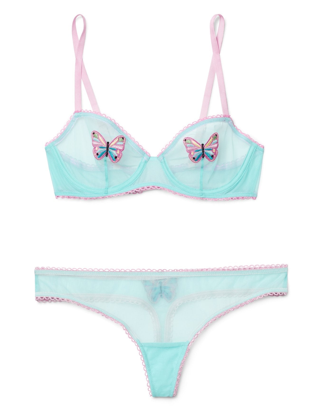 Adore Me Alyshia Unlined Demi Bra in color Blue Tint and shape demi