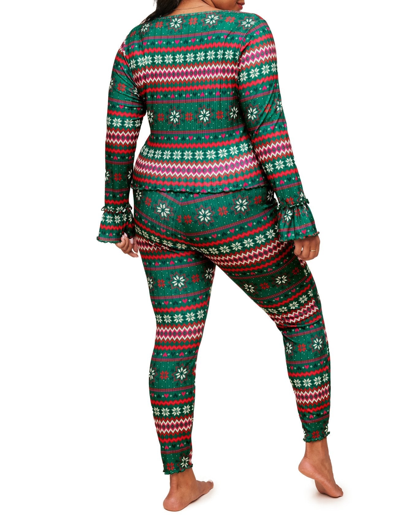 Adore Me Audra Long Sleeve Top & Legging Set in color Fair Isle C02 and shape pj