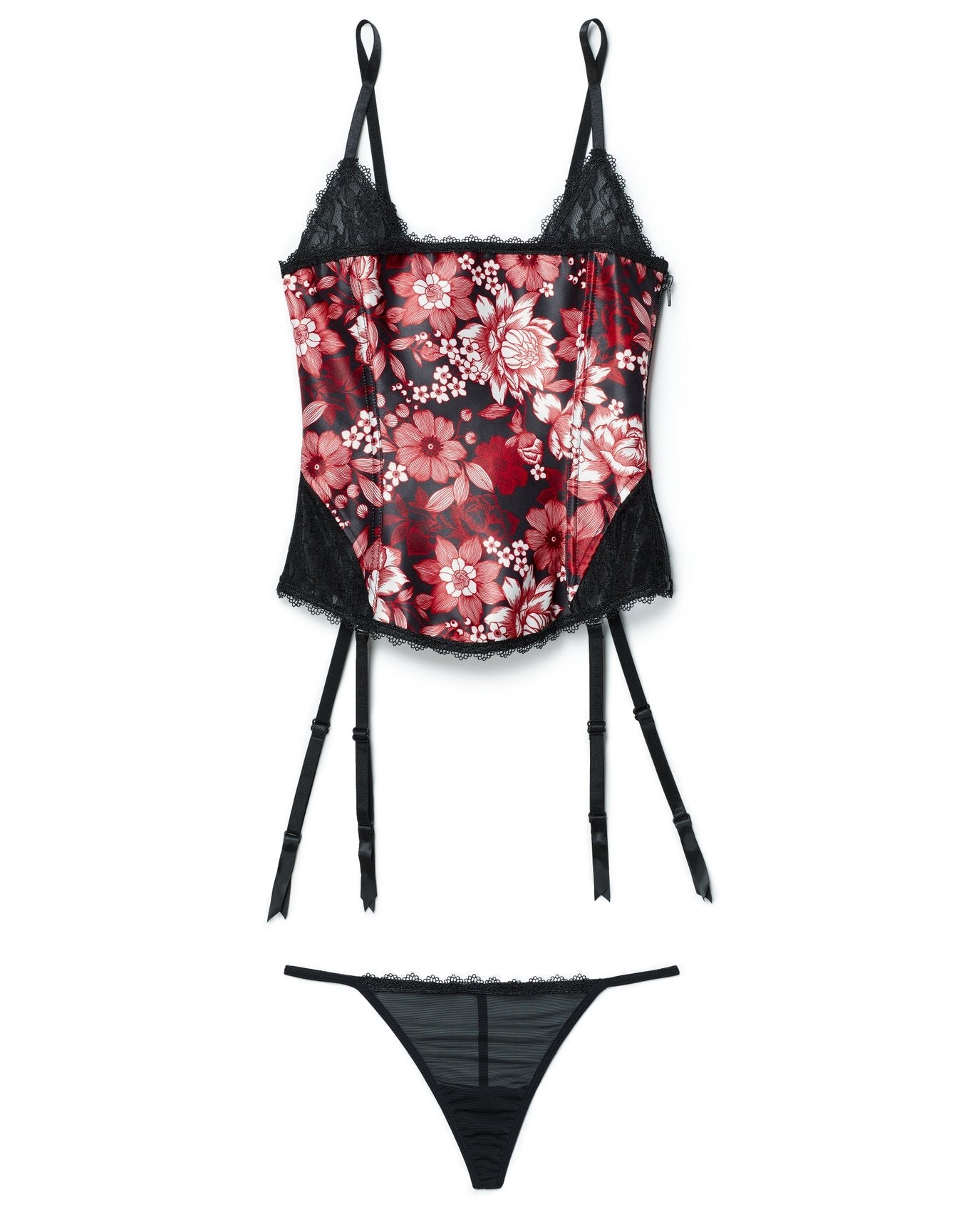 Adore Me Zoie Corset & G-String Set in color Glamour Blooms C01 V2 and shape corset