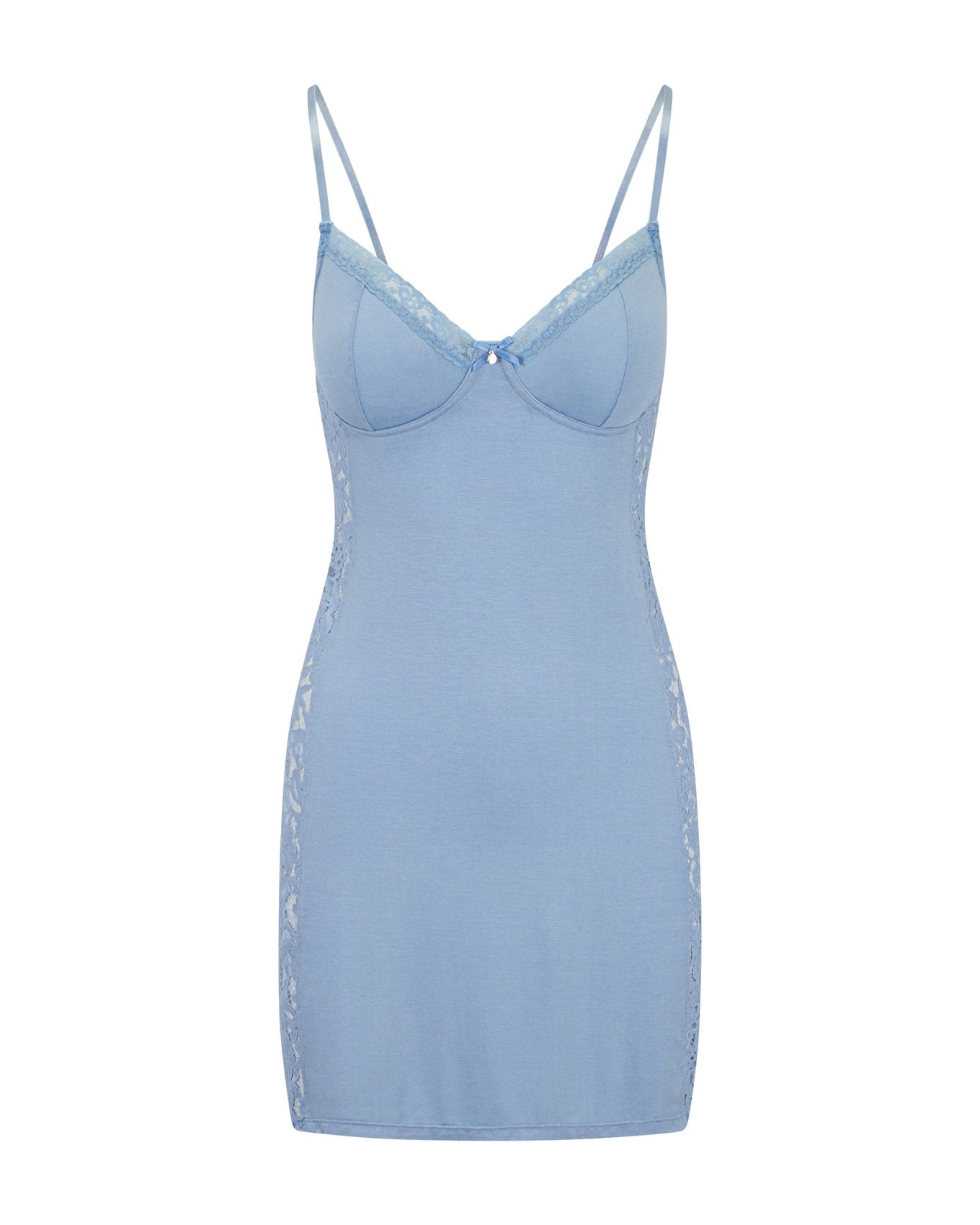 Adore Me Kamryn Slip in color Chambray Blue and shape slip