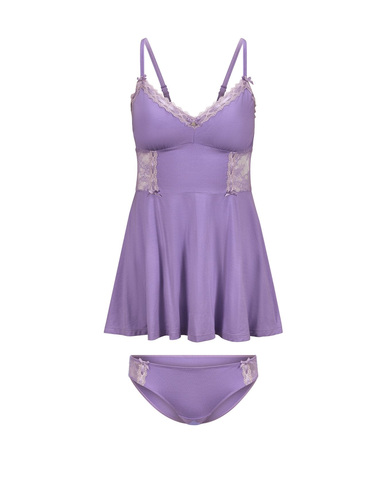 Adore Me Hilda Babydoll & Hipster Set in color Sand Verbena and shape babydoll