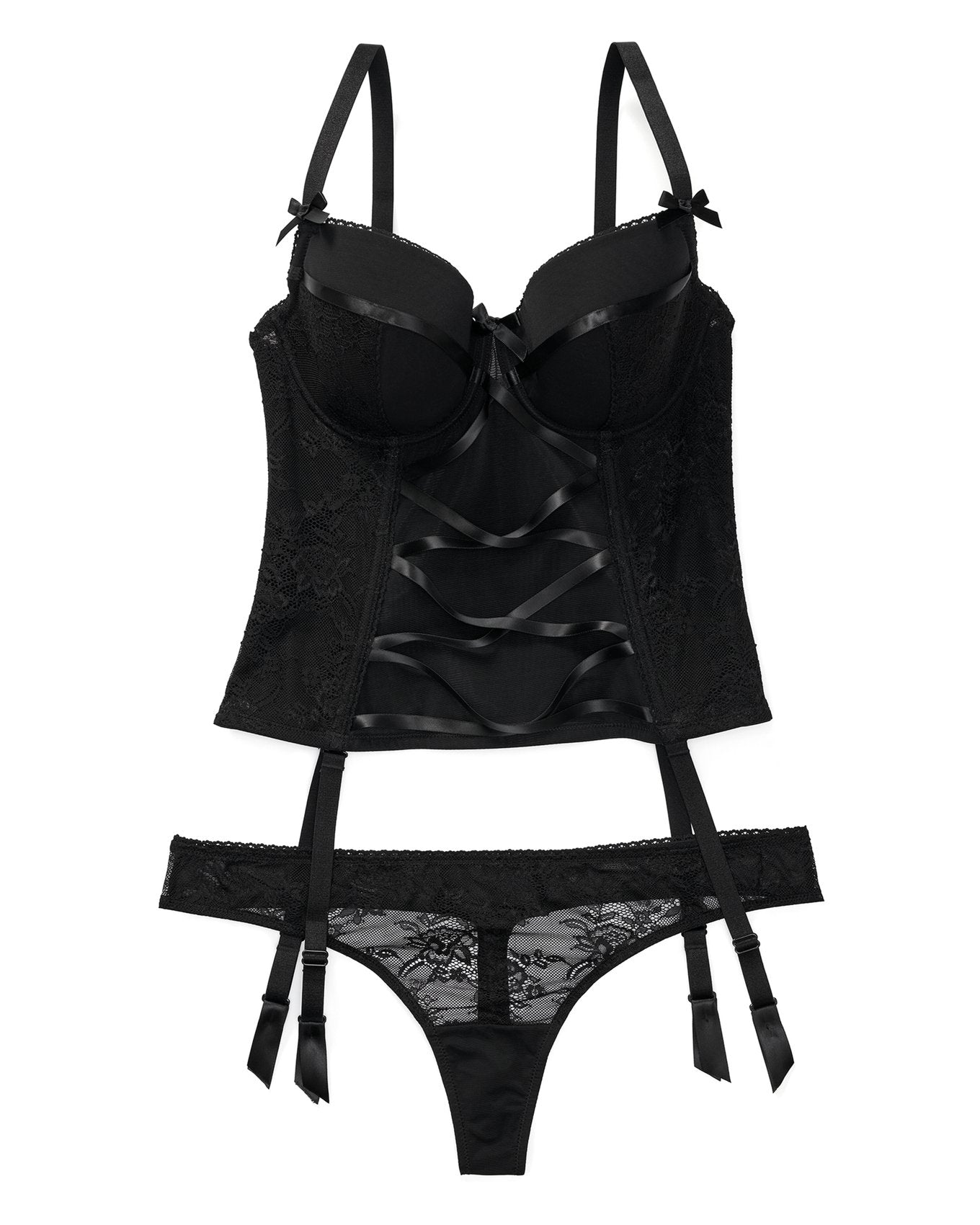 Adore Me Khora Bustier in color Jet Black and shape bustier