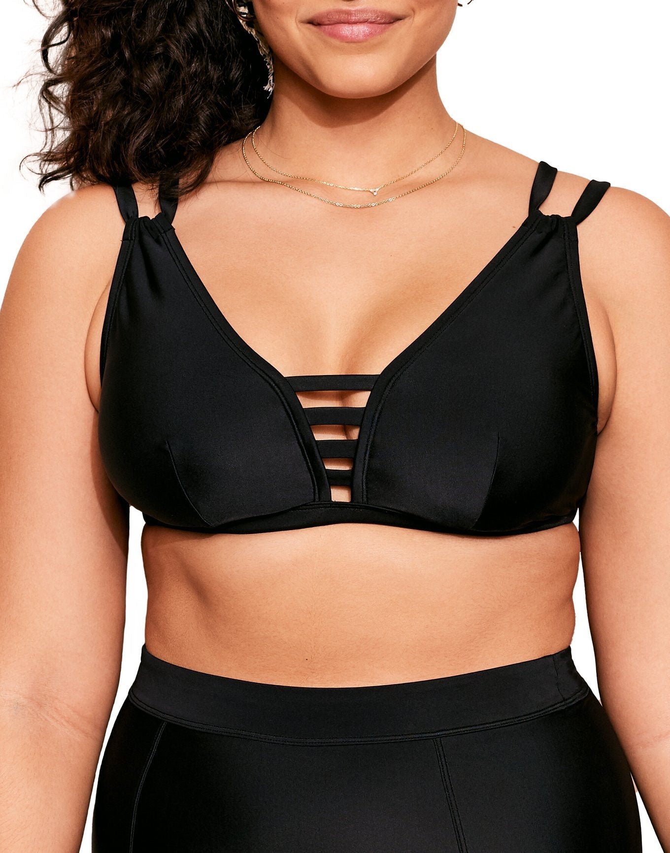 Adore Me Elina Contour Triangle Bikini in color Jet Black and shape two piece