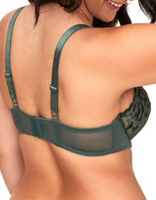Adore Me Tiana Unlined Balconette Bra in color Jungle Green and shape balconette