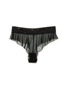 Adore Me Ellanora Flutter Cheeky Panty in color Jet Black and shape cheeky
