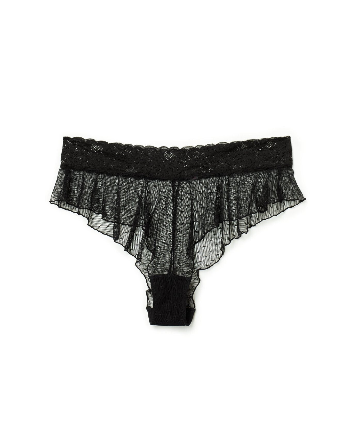 Adore Me Ellanora Flutter Cheeky Panty in color Jet Black and shape cheeky