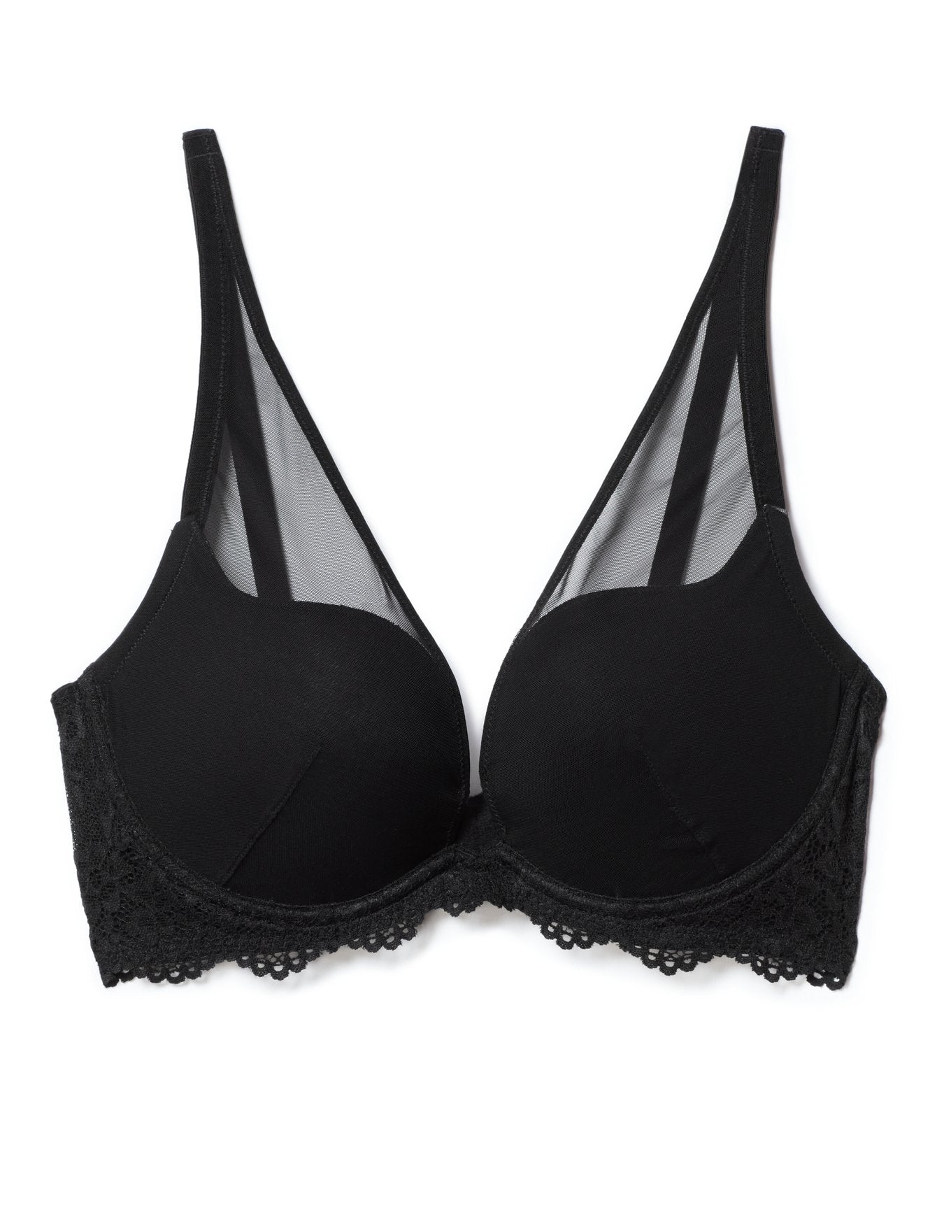 Adore Me Joslyn Push-Up Plunge in color Jet Black and shape plunge