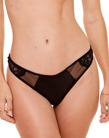 Adore Me Joslyn Thong Panty in color Jet Black and shape thong