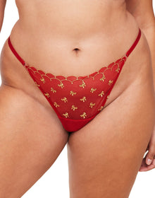 Adore Me Bettie Brazilian Panty in color Barbados Cherry and shape brazilian