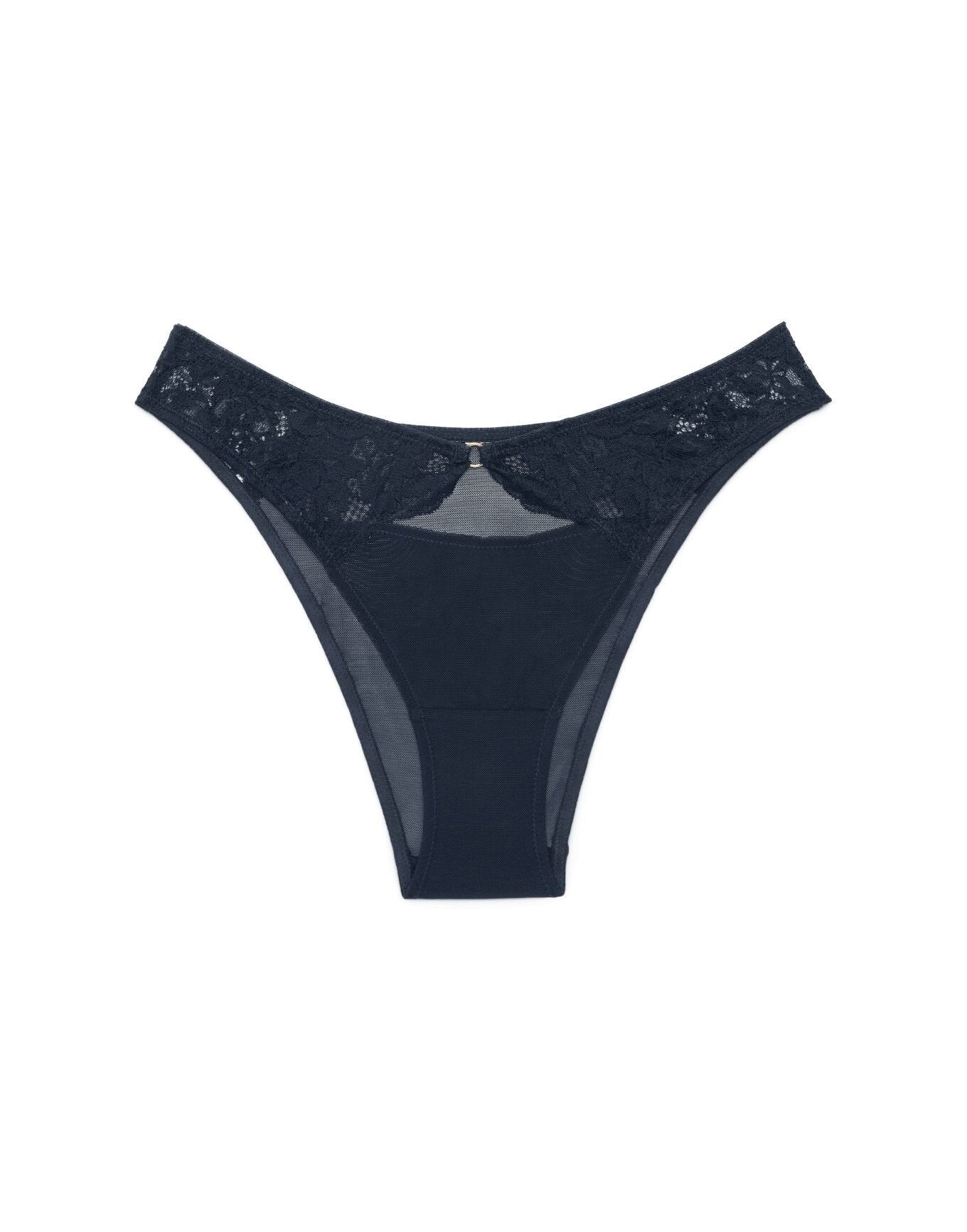 Adore Me Abella High Waisted Brazilian in color Dark Sapphire and shape cheeky