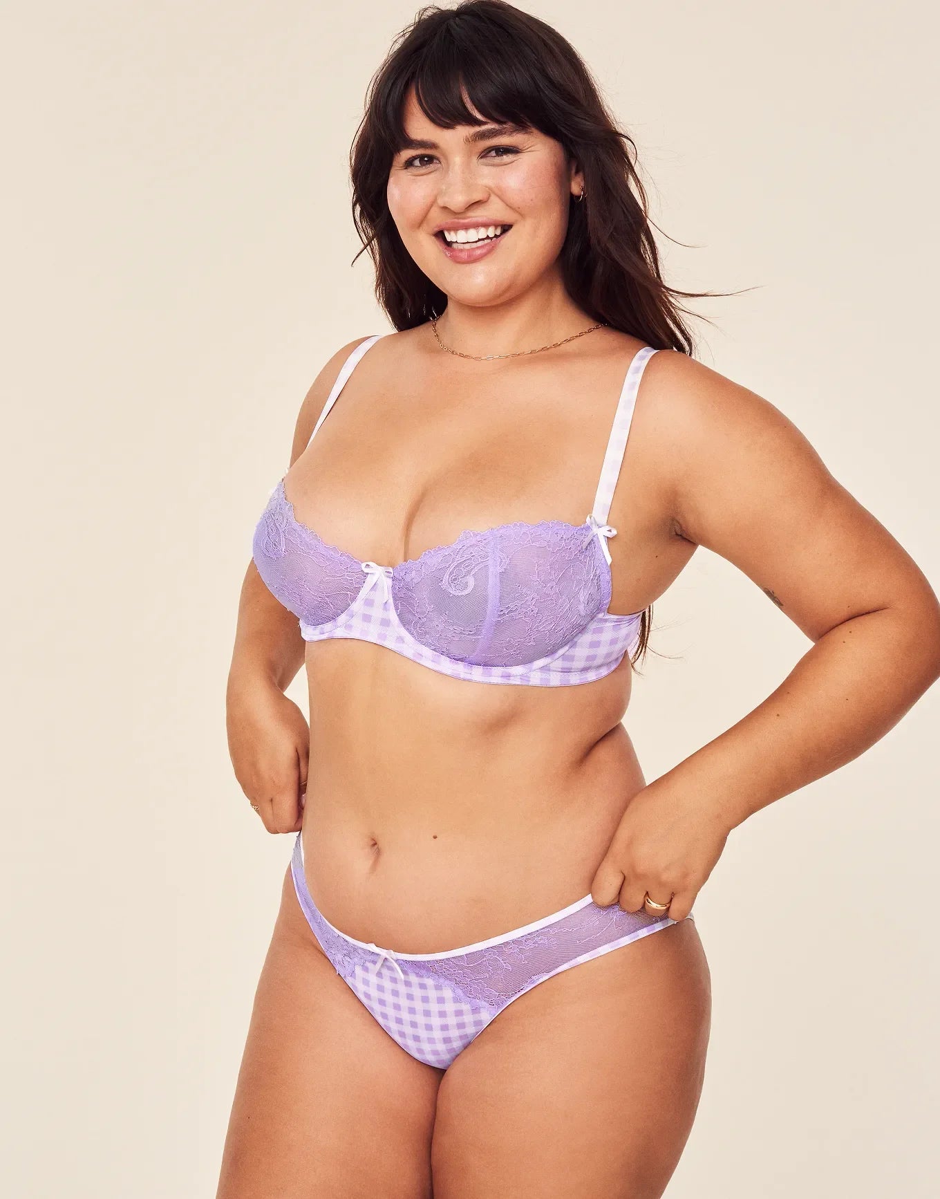Adore Me Caen Bikini Panty in color Purple Rose and shape bikini