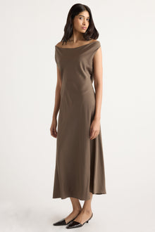 Arya | Anais Twist-Shoulder Cowl-Neck Dress in Size Small