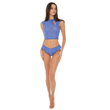 Are You Am I - Bibi Zebra Top **azure