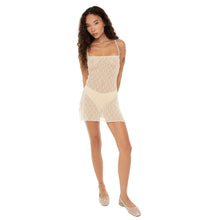 Are You Am I Nienke Dress in Nude ‚Äì front view, sheer floral lace mini dress with dainty bows and adjustable straps **nude