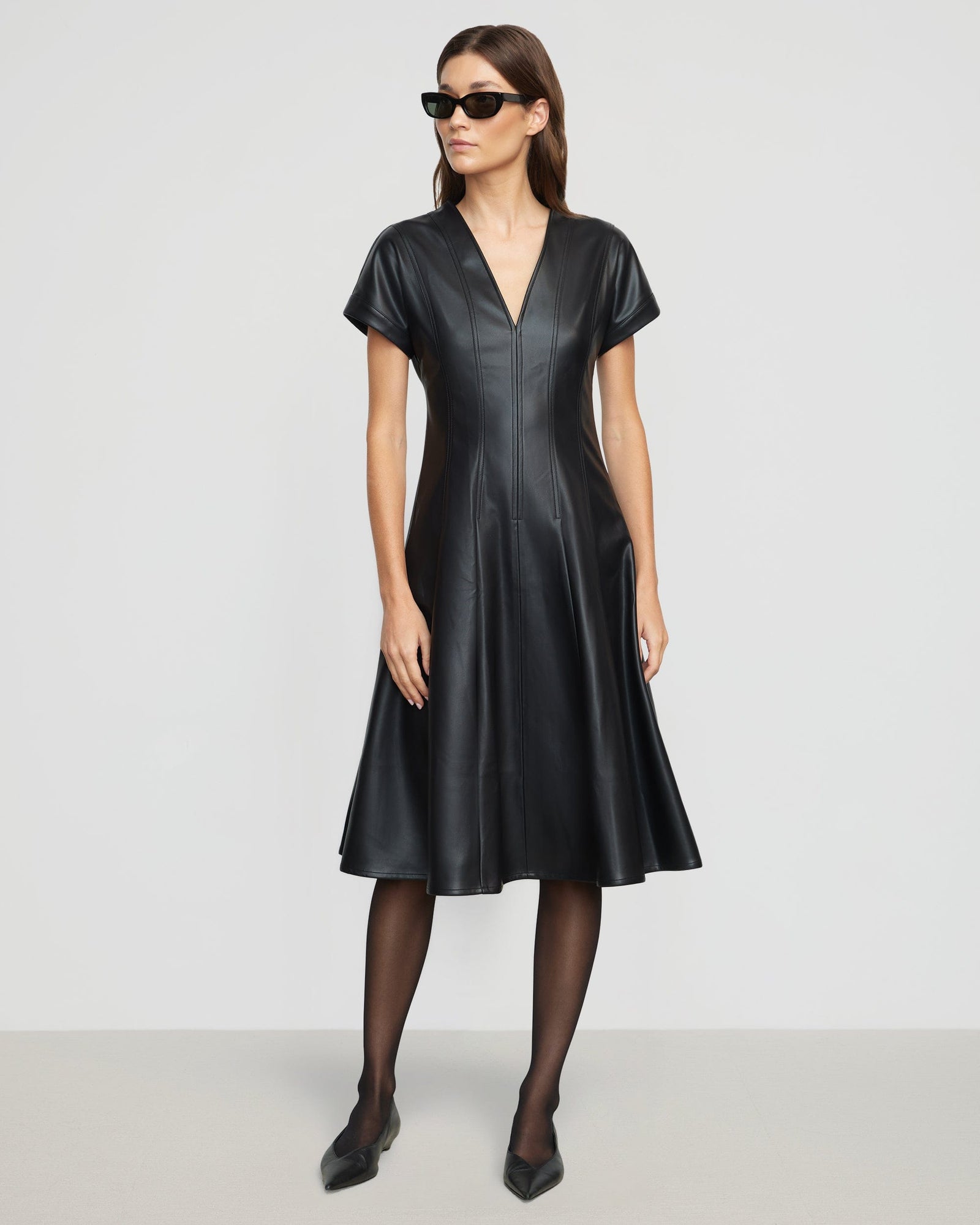 Renée | Ash Leather A-Line Dress in Size Extra Small