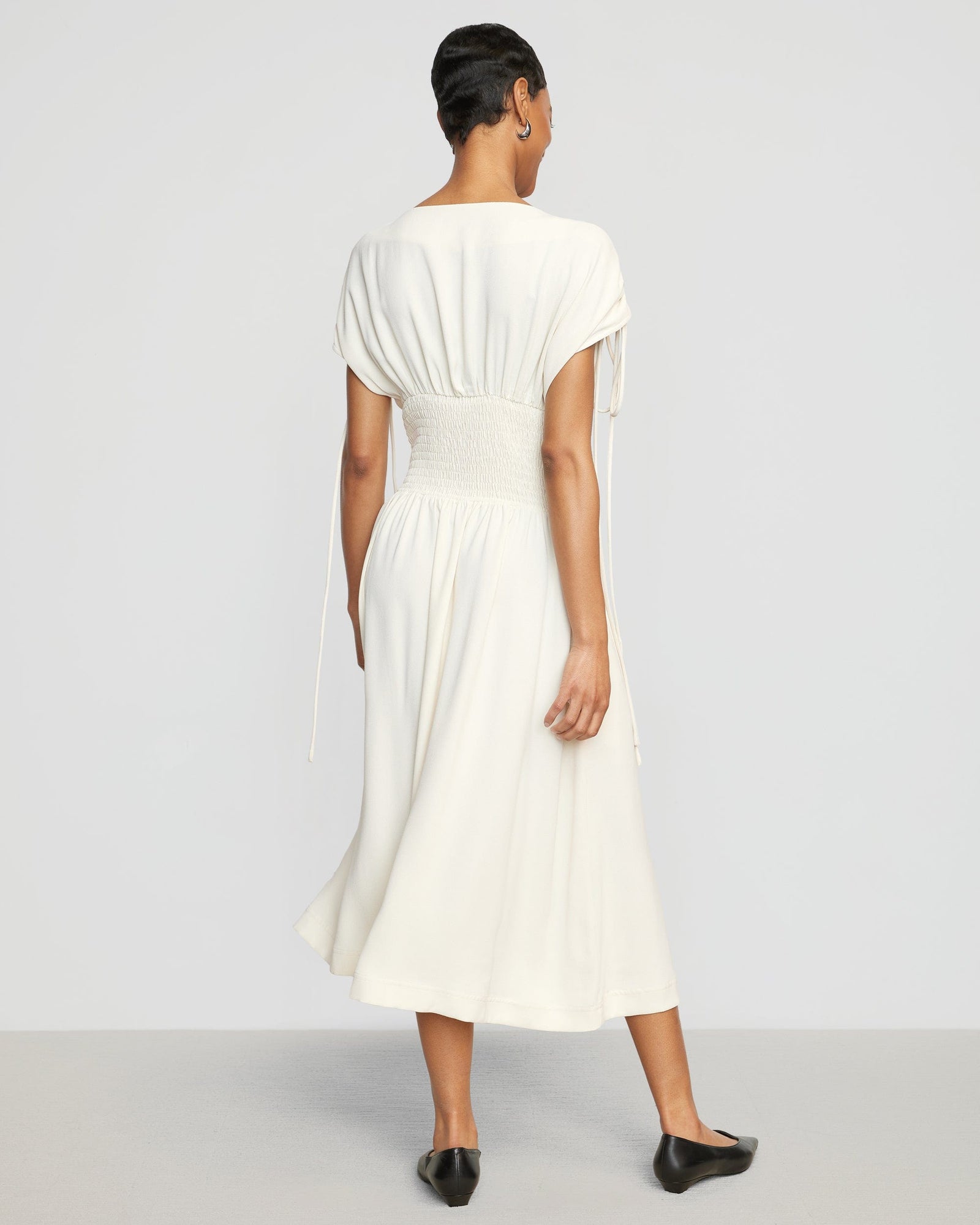 Simone | Ayumi Gathered-Shoulder Dress in Size Small