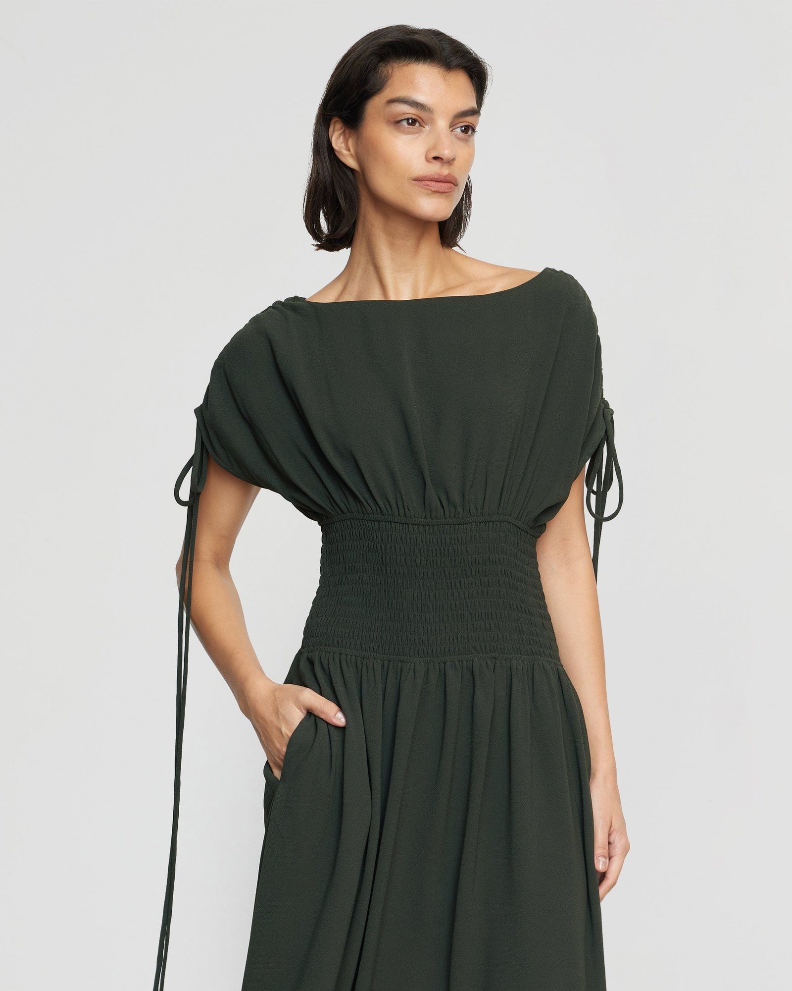 Bianca | Ayumi Gathered-Shoulder Dress in Size Small