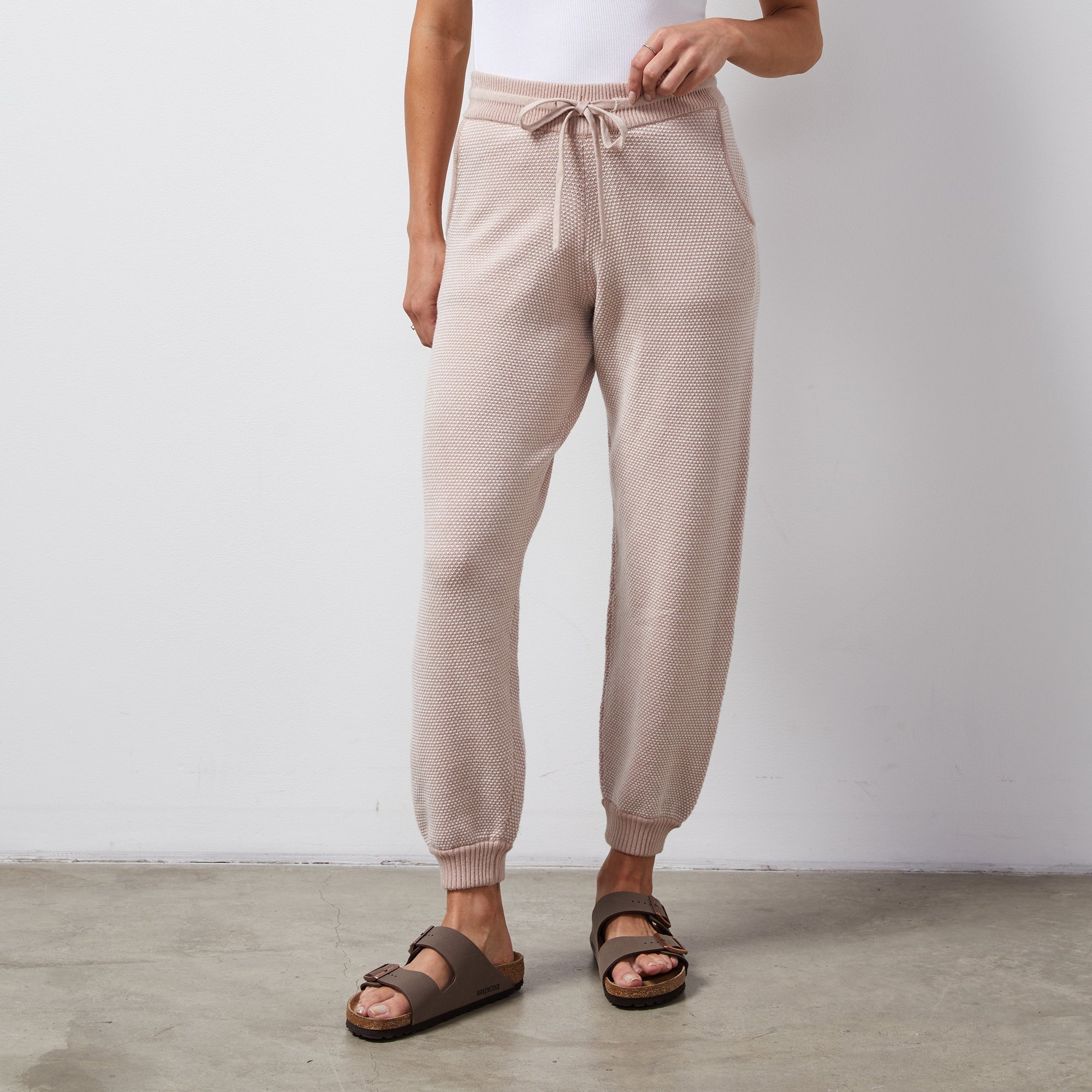 Soft Knit Textured Cuffed Jogger | Women | Taupe