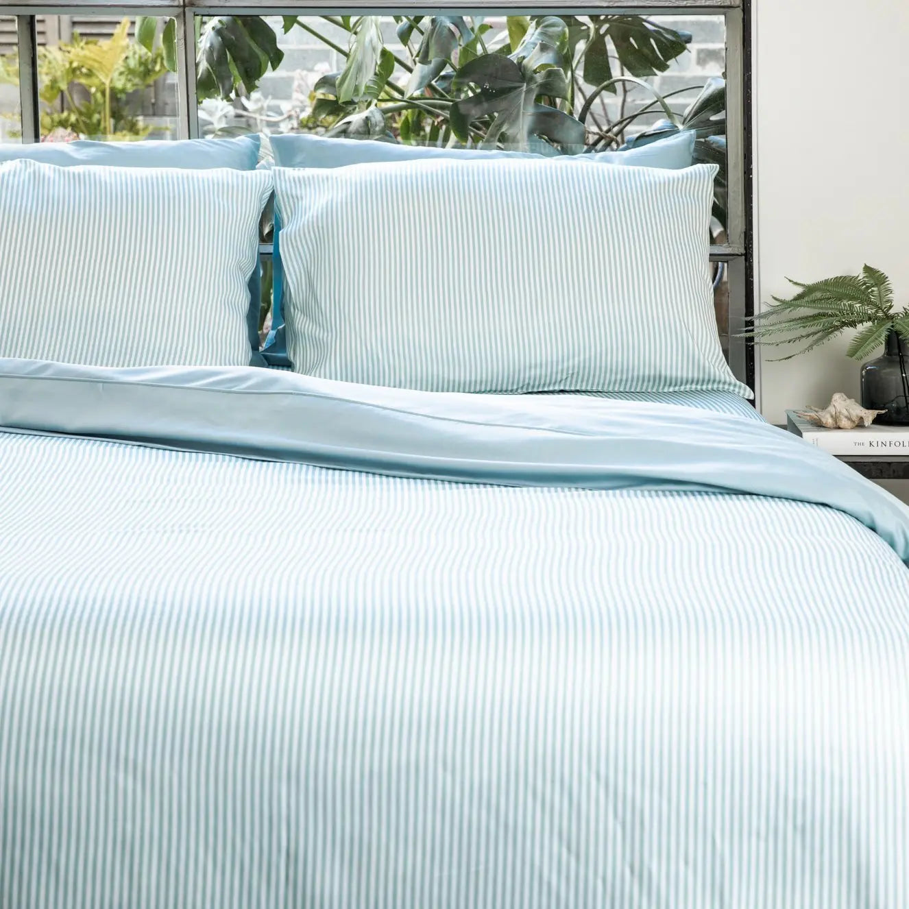 Starlight Blue Stripes | Signature Sateen Pillowcase Set Made With 100% Organic Bamboo #Color_starlightbluestripes