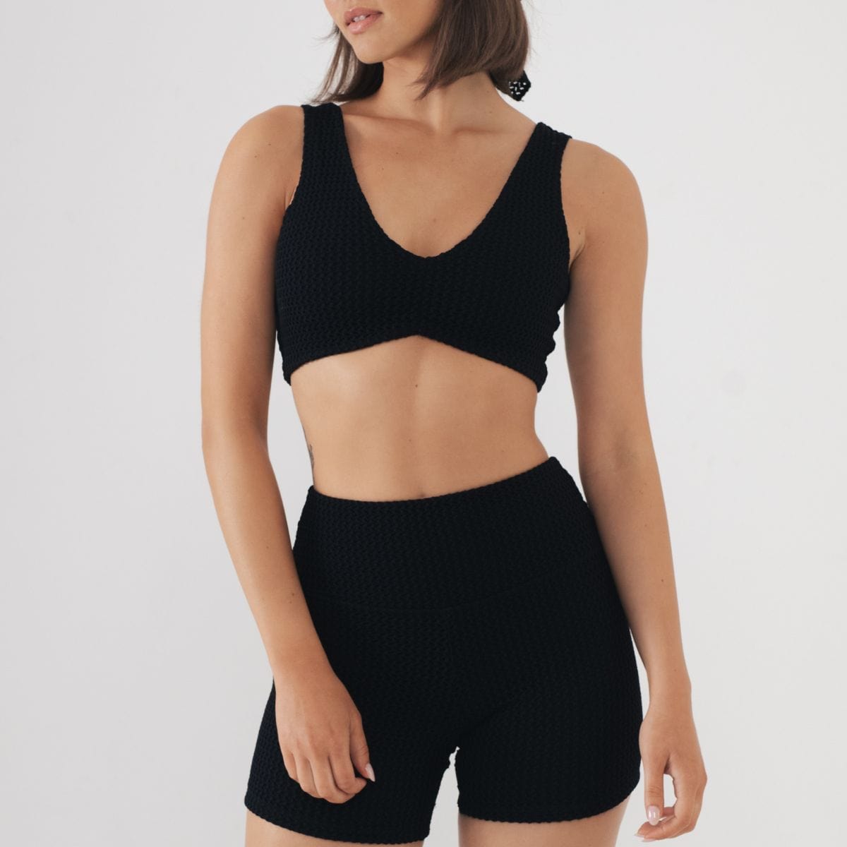 Midi Bike Short | Black Crochet