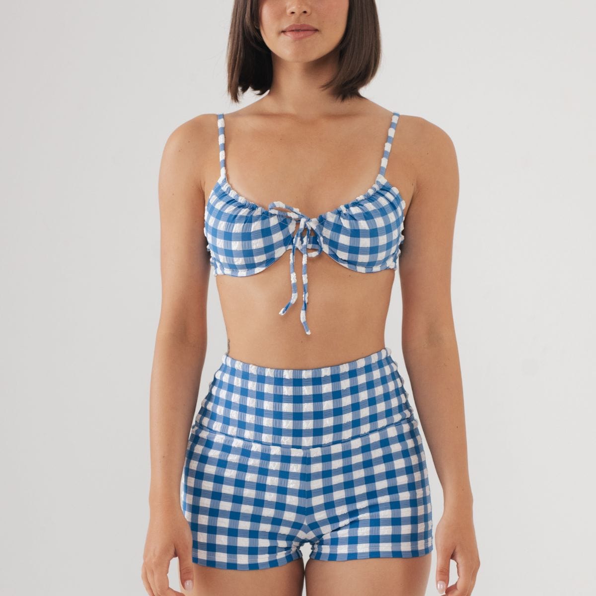 Micro Bike Short | Blue Gingham