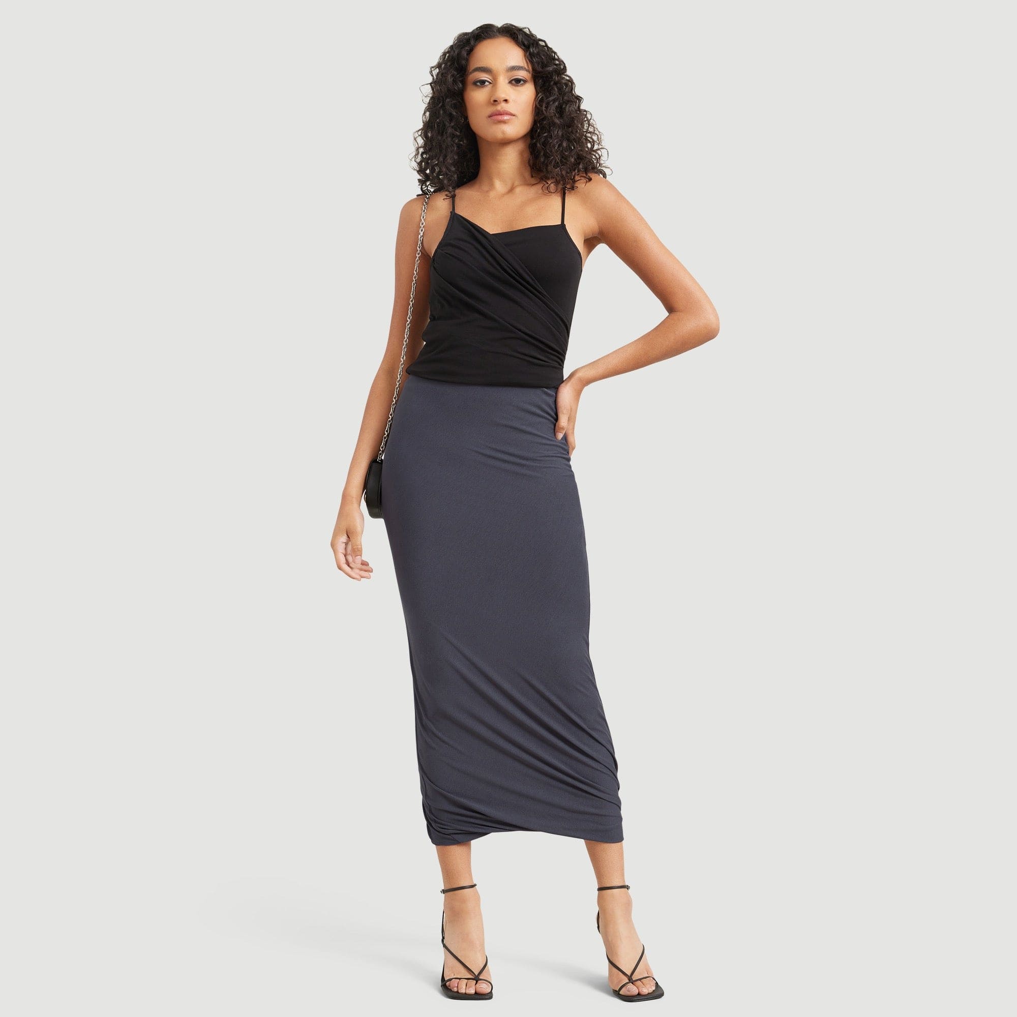 Brandi Ruched Midi Skirt | Maritime