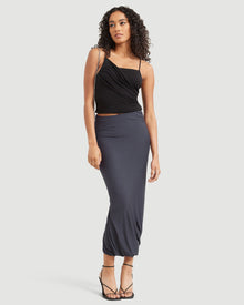 Abby | Brandi Ruched Midi Skirt in Size Small