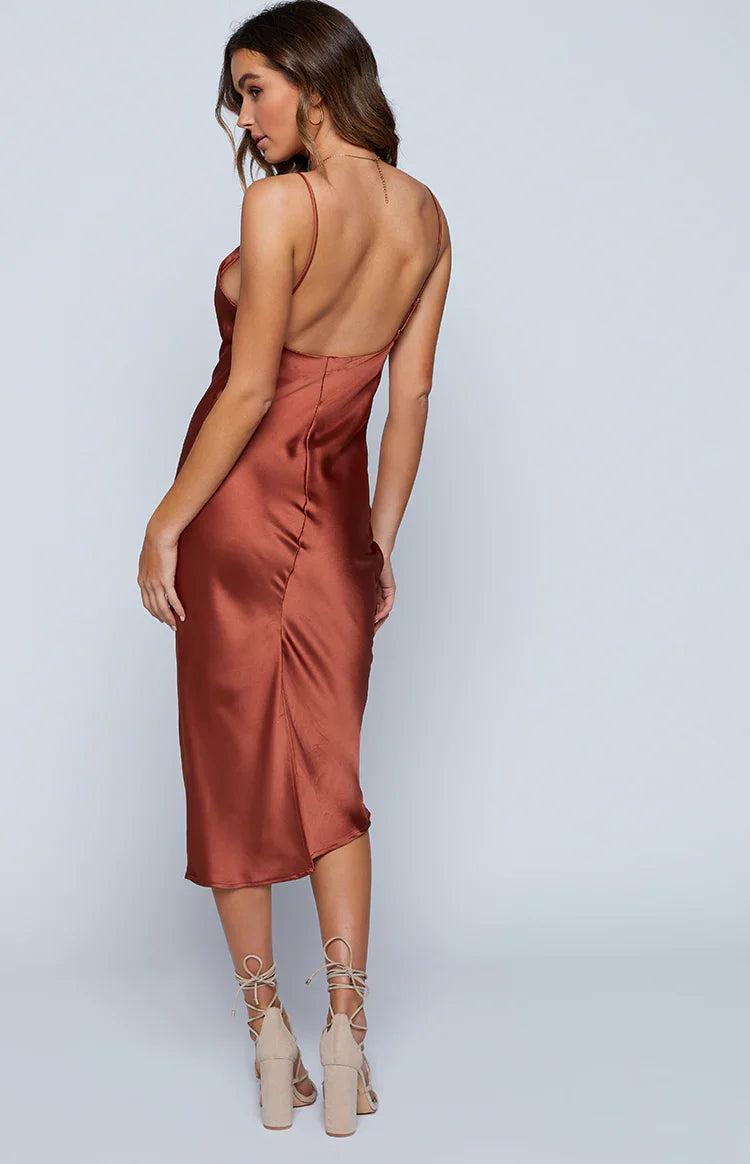 Schiffer Slip Midi Dress | Rust