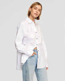 Joanna | Bruno Side-Button Striped Shirt in Size Small