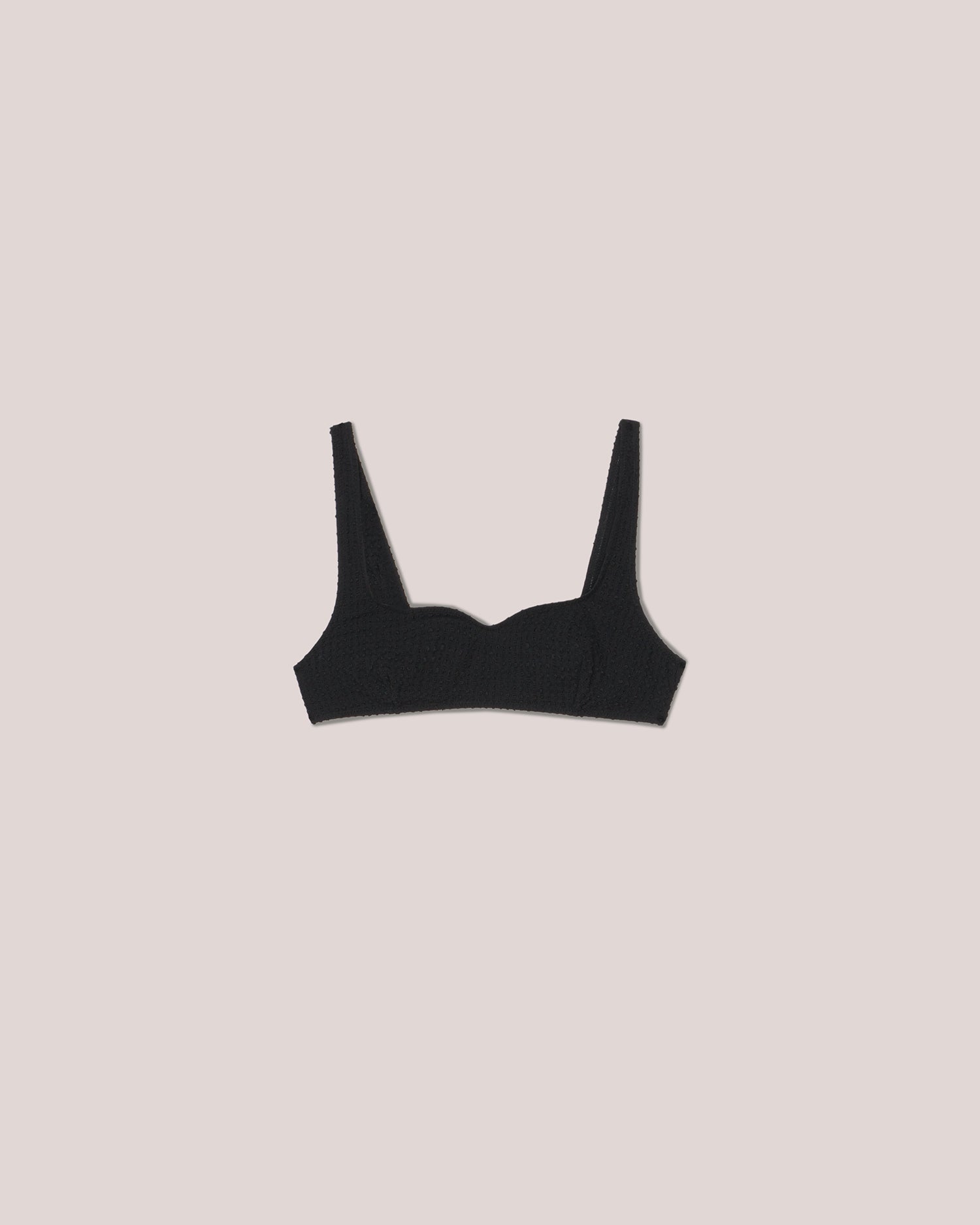 Womens | Lona Seersucker-Stretch Bikini Top | Black