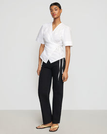 Simone | Chidi Structured Short-Sleeve Wrap Blouse in Size Small