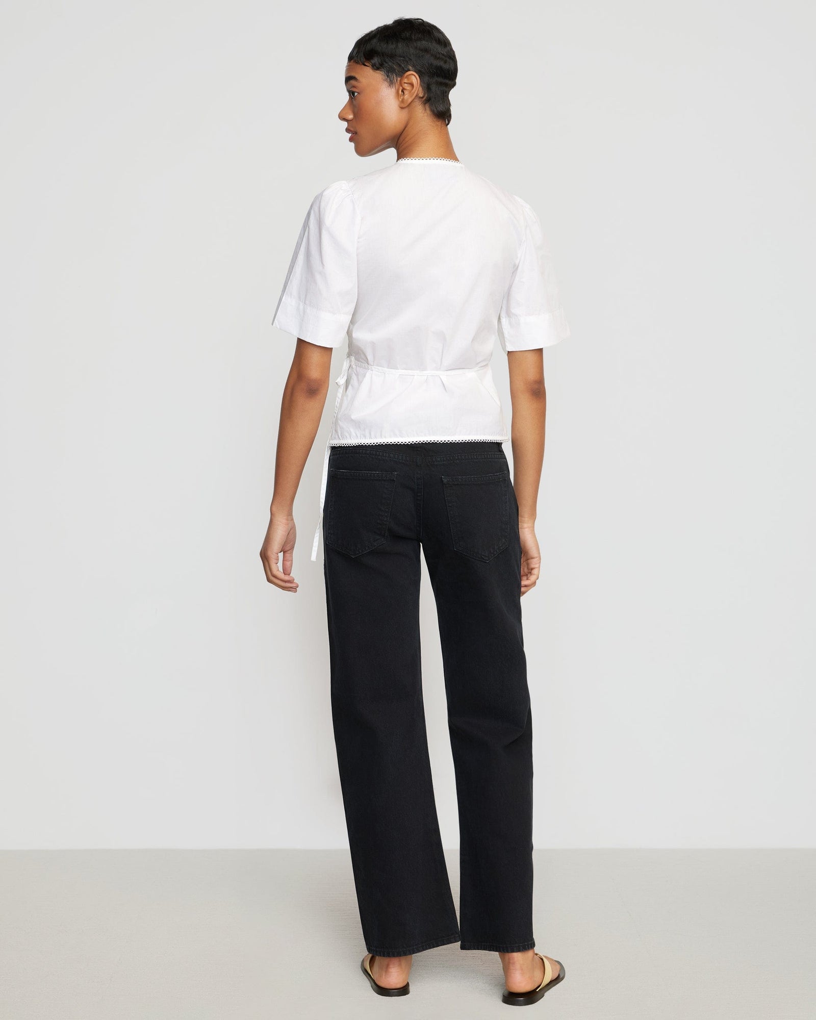 Simone | Chidi Structured Short-Sleeve Wrap Blouse in Size Small