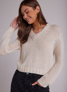 V-Neck Chunky Sweater - Alabaster