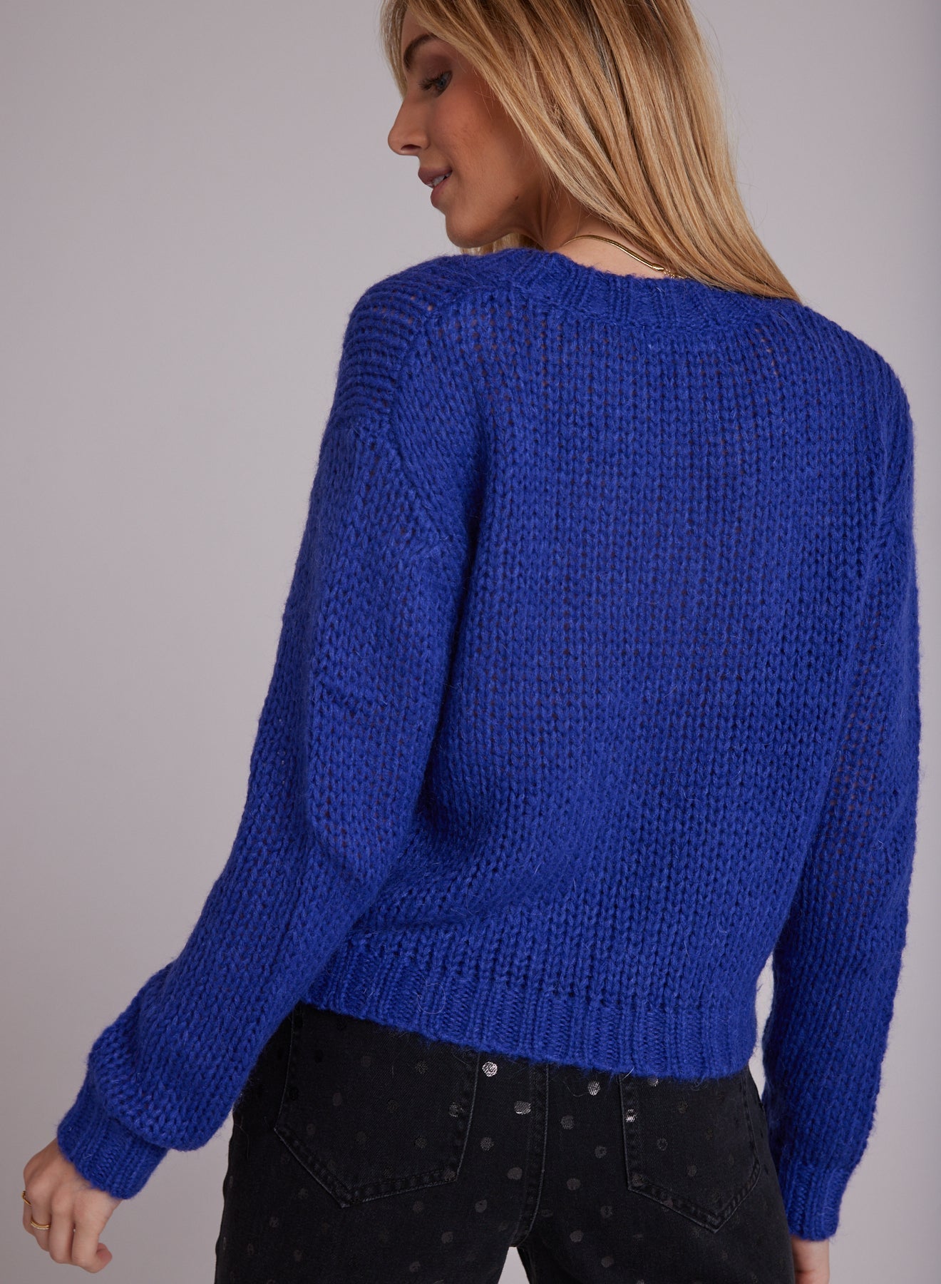 V-Neck Chunky Sweater - Bright Sapphire