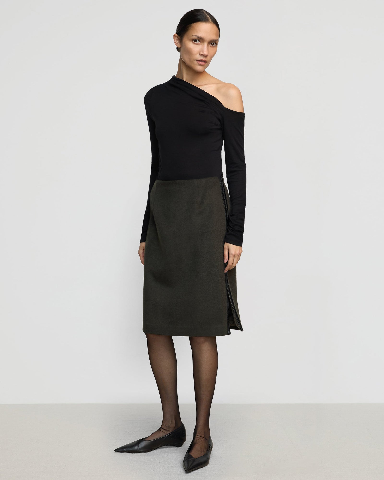 Charlotte | Colette Contrast Leather-Trim Skirt Size Small 