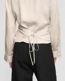 Renée | Cory Satin Tencel Wrap Blouse in Size Small