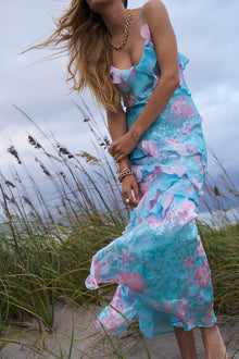 Rialto Pastel Ruffle Maxi Dress | Cotton Candy Swirl