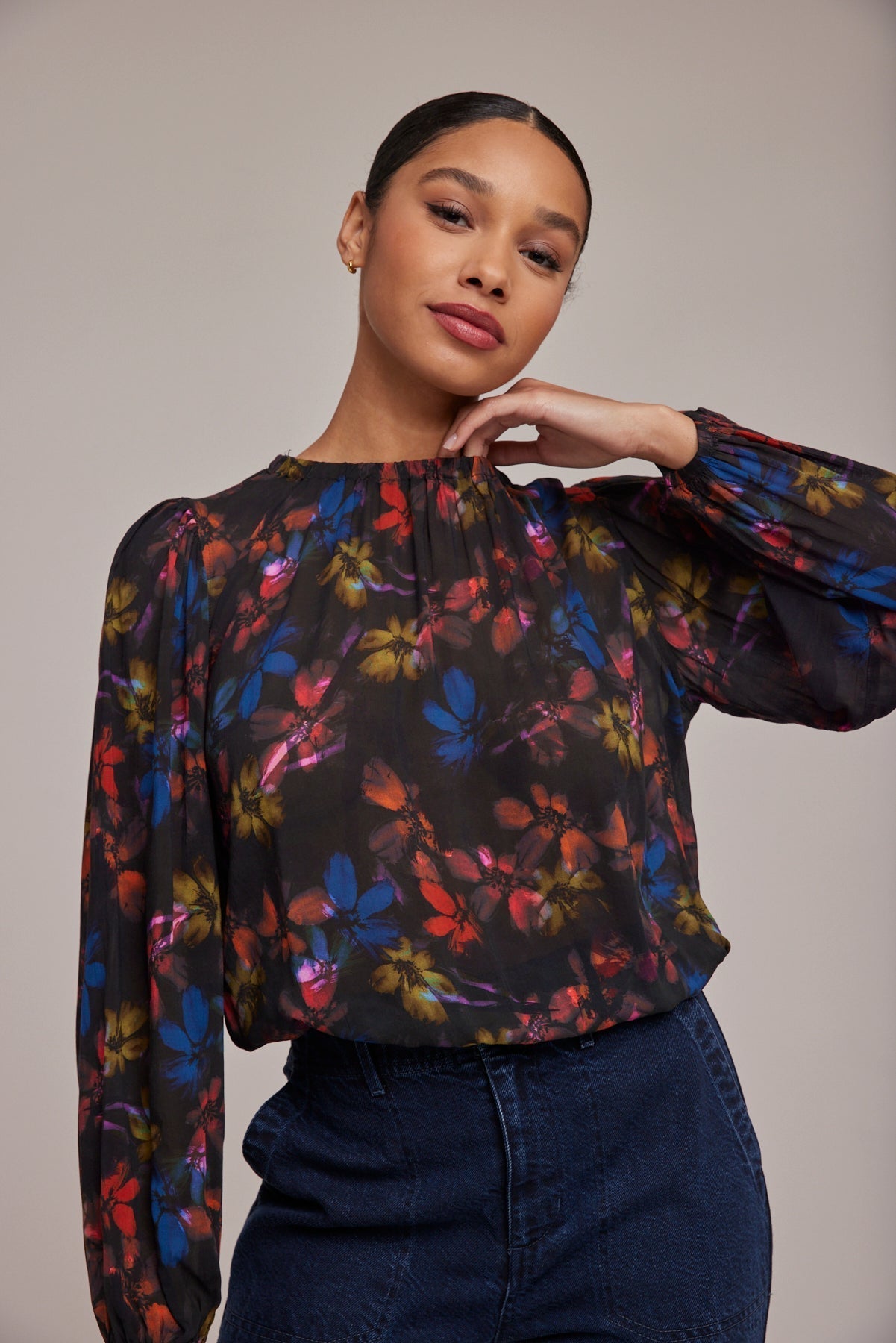 Elastic Shirred Top - Evening Garden Print