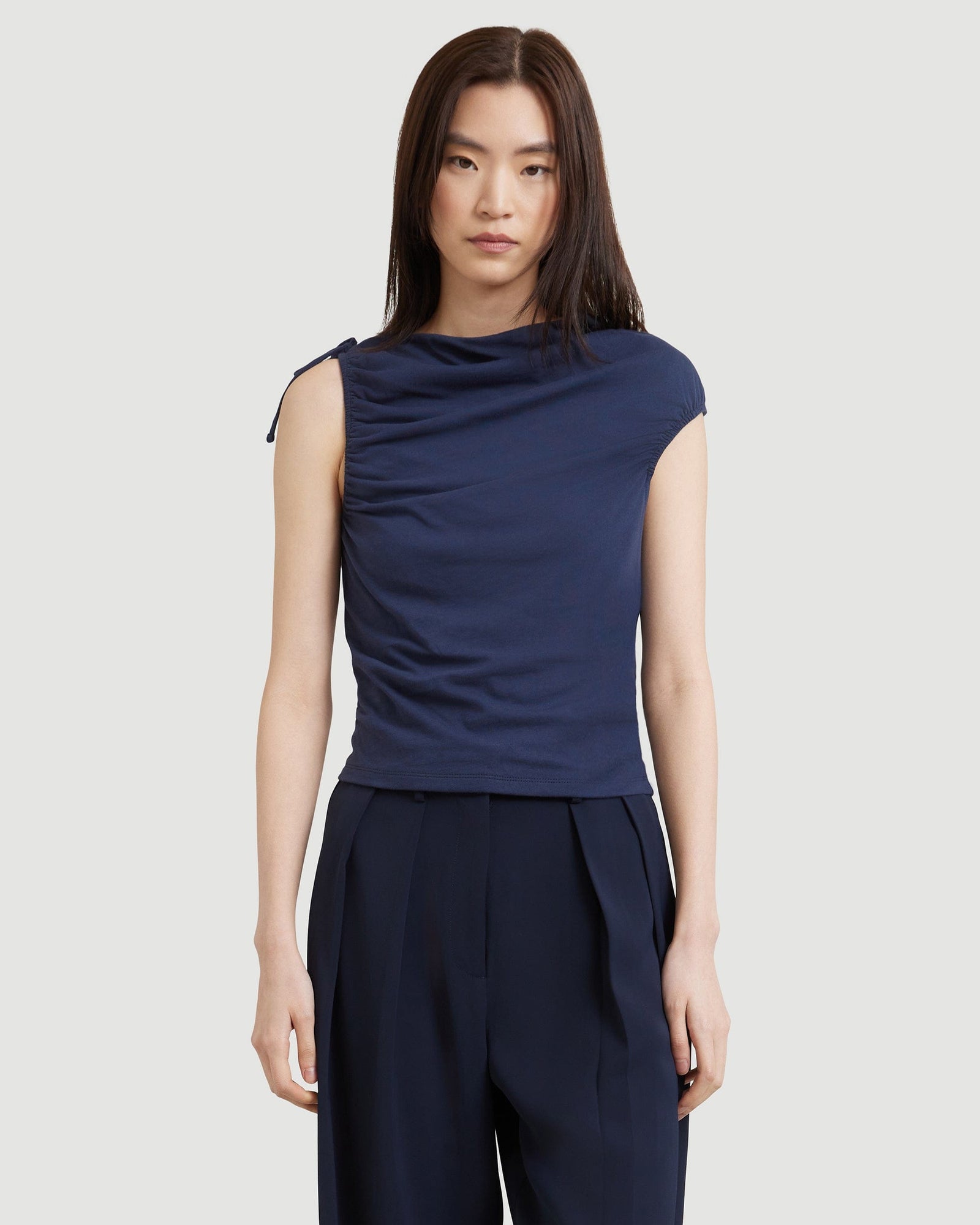 Jae | Delphine Ruched Sleeveless Tee in Size Small