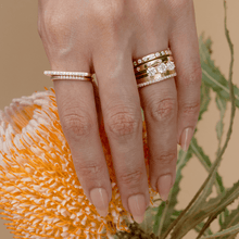 Women | The Maude Three–Stone Engagement Ring | 14k Yellow Gold