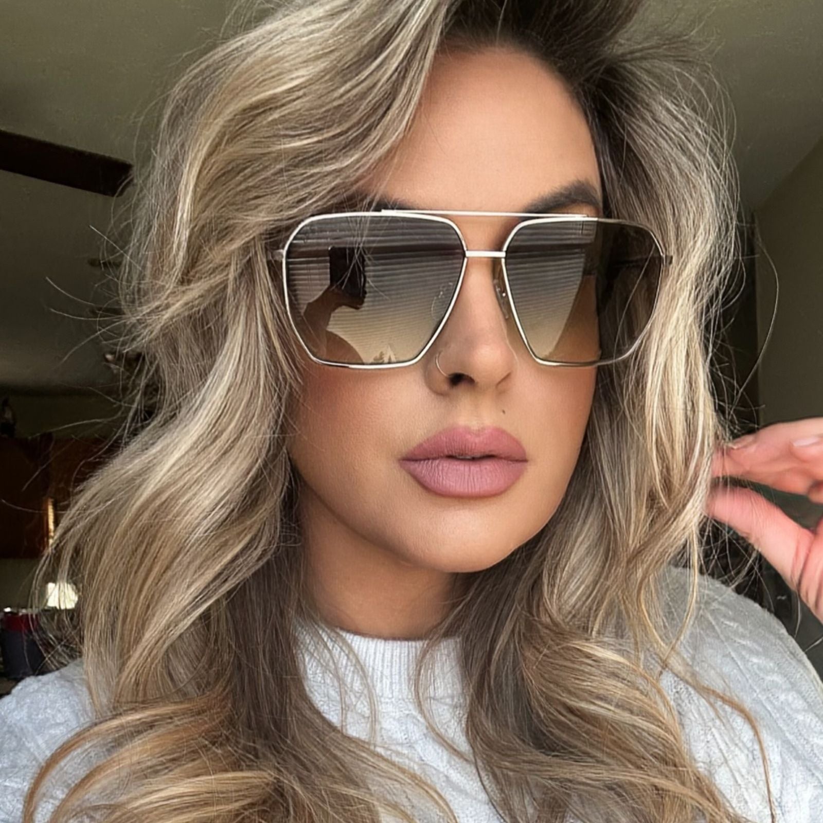 Womens | Berkely Sunglasses | Silver | Cool Matcha Gradient Lenses