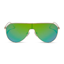 Womens | Dash Shield Sunglasses | Gold | Green Lenses