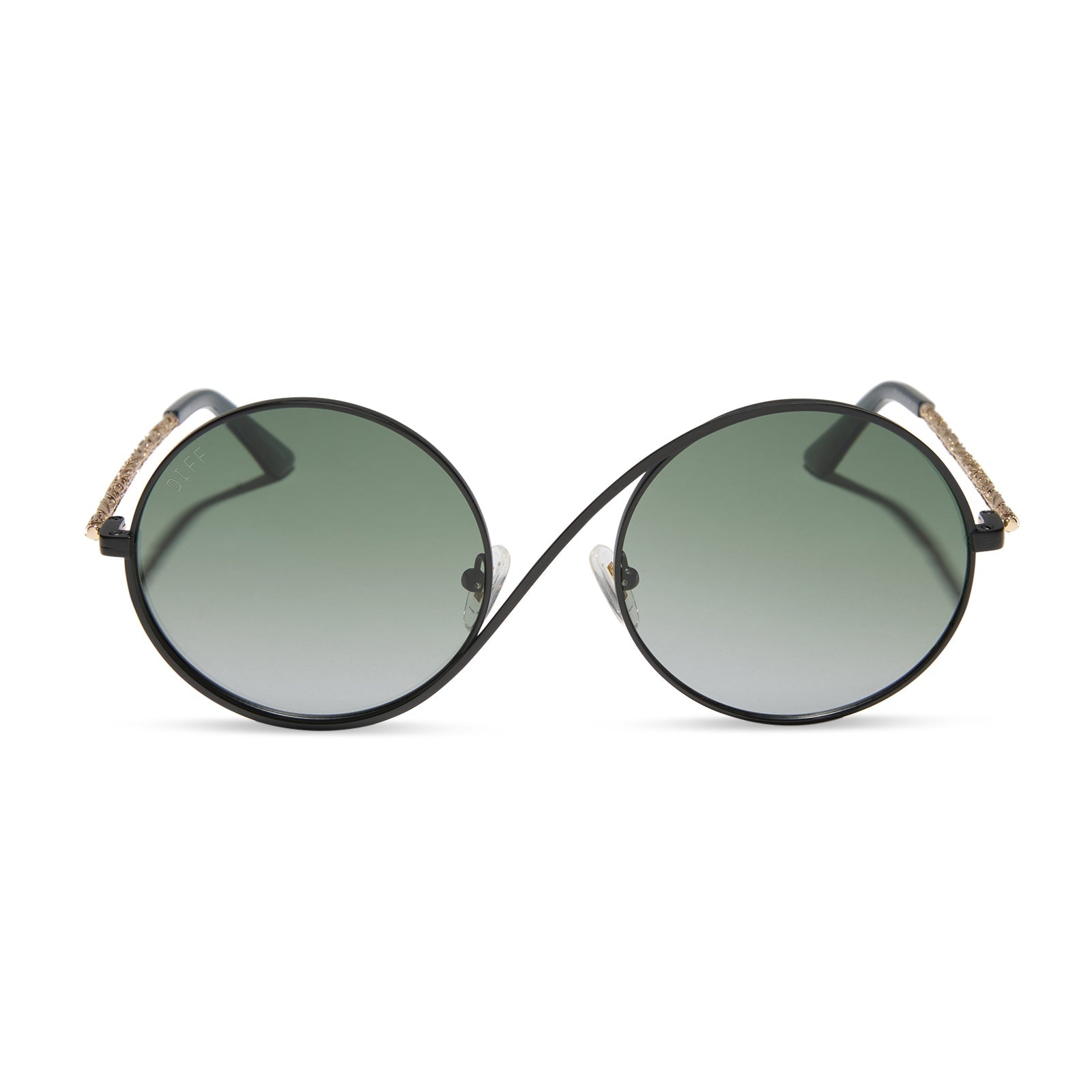 Womens | Elphaba Wire Frames Sunglasses | Classic Black Wire | Emerald Tint Gradient Lenses