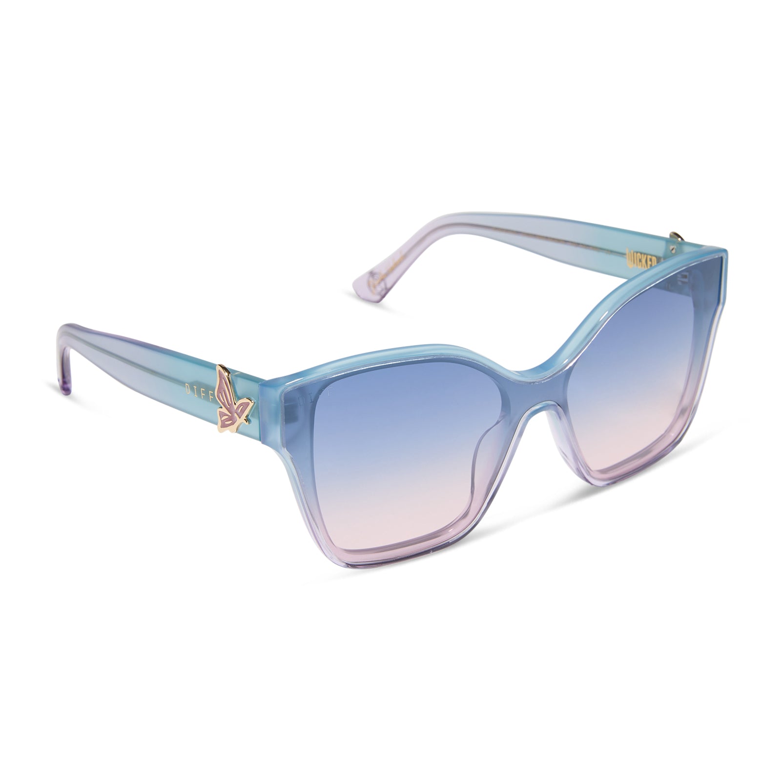 Womens | Glinda Upland Butterfly Sunglasses | Iridescent Pastel Blue | Lavender/Opalescent Gradient Pink Lenses