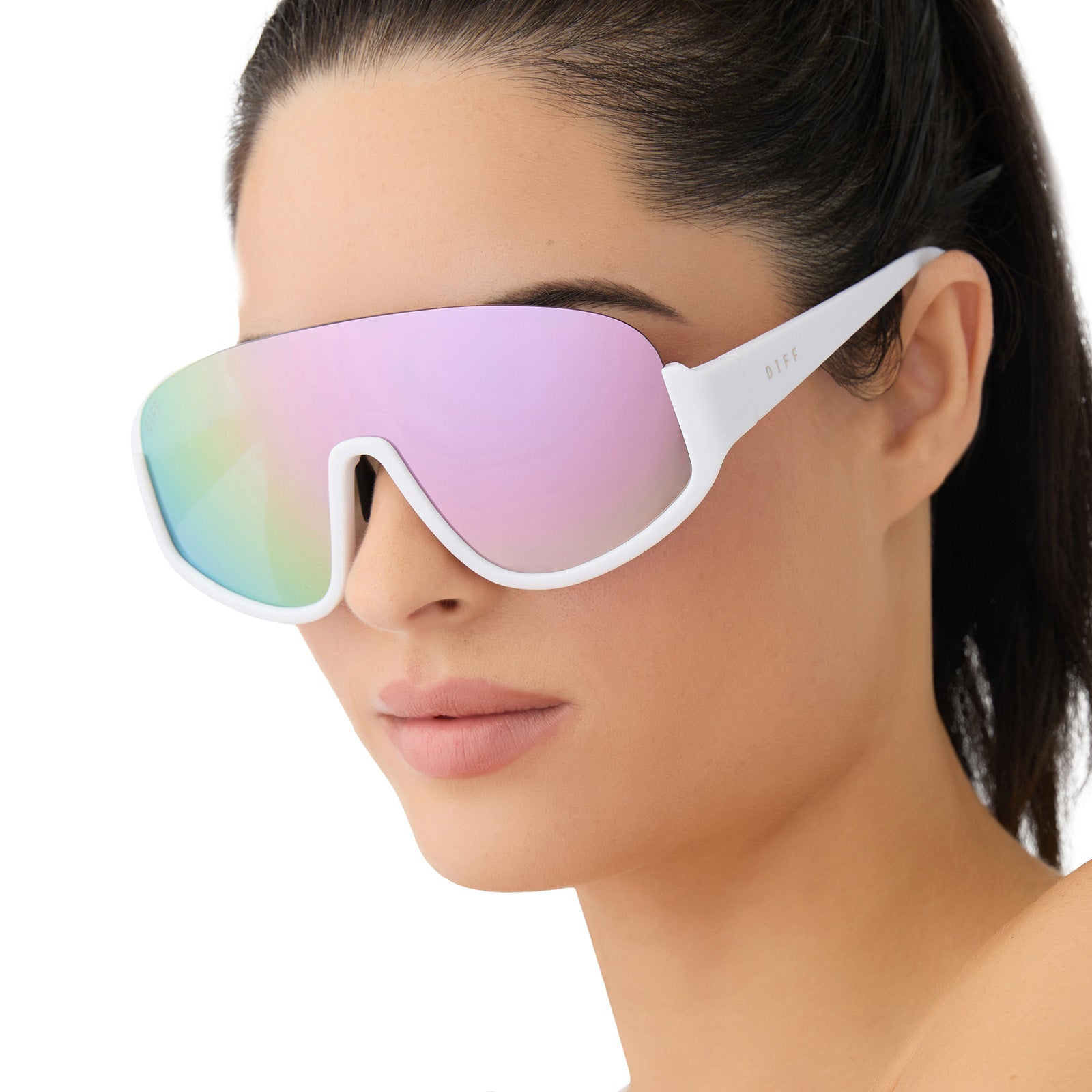 Unisex | Blazer Sunglasses | Matte White | Lavender Polarized Lenses