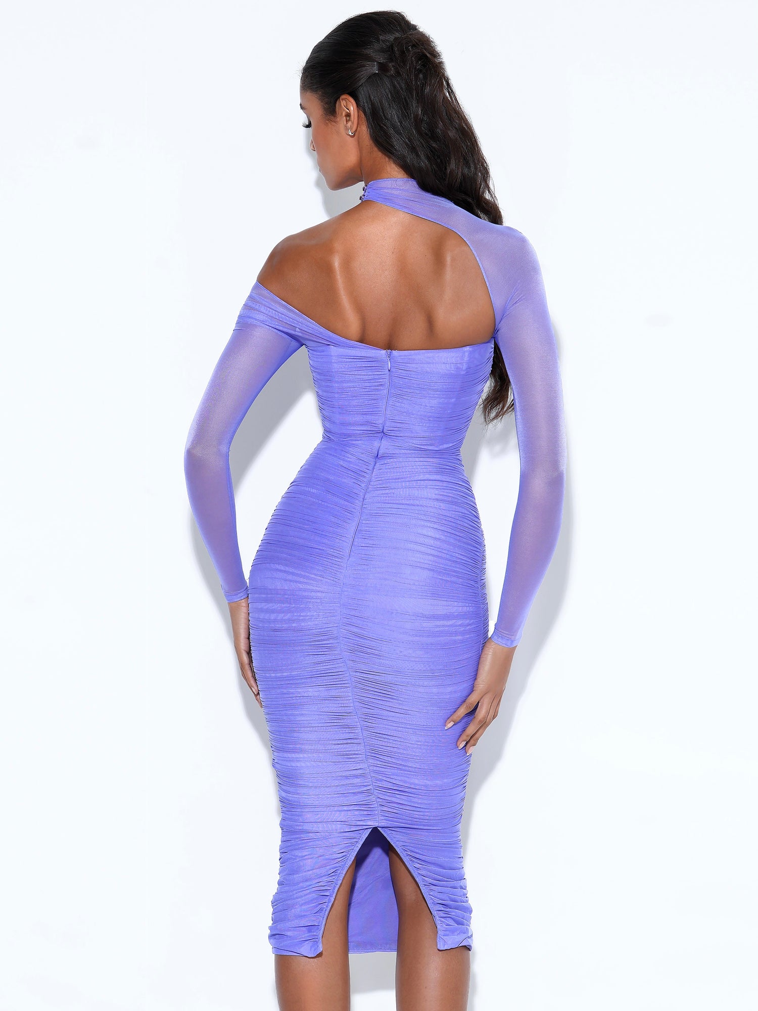 Quylla Very Long Sleeve Mesh Dress | Periwinkle