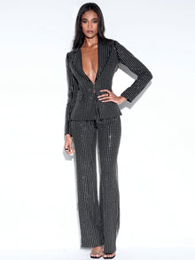 Teagan Crystal Blazer Jacket | Black