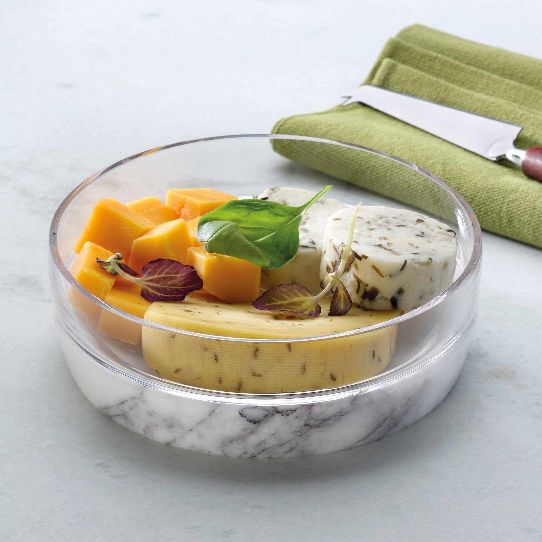 Chill Bowl With Marble Base - Large | Clear Crystal/Marble