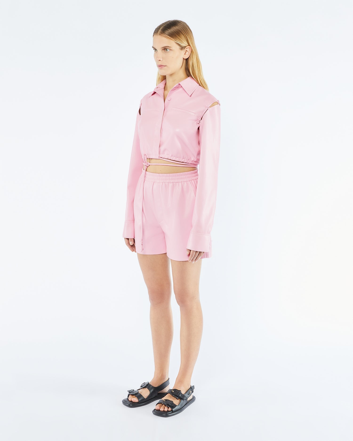 Brenna Okobor Alt-Leather Shorts | Pink