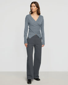 Renée | Eleni Contrast-Stitch Straight Leg Pant in Size Small